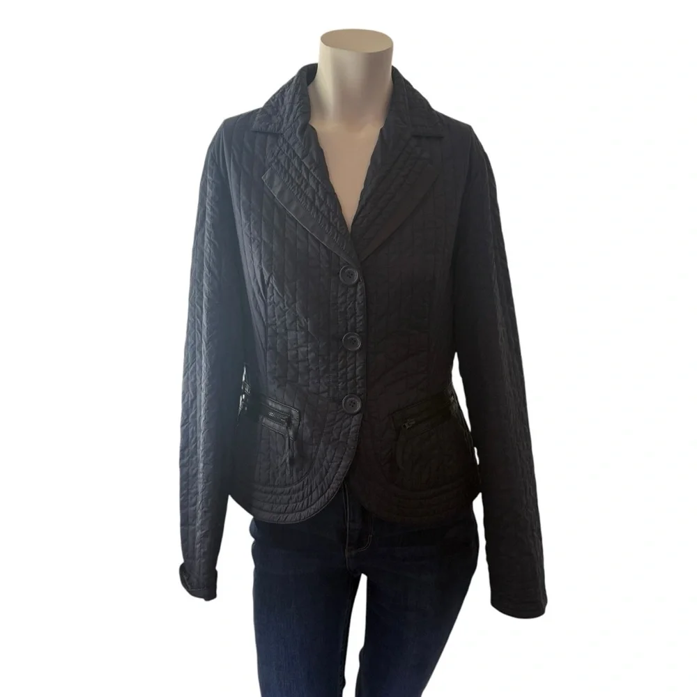 Armani Callezioni Navy Blazer Style Quilted Jacket Womens Size 4 - Picture 4 of 12
